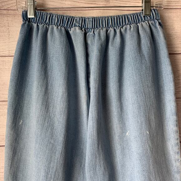 Allison Daley Retro Denim Jean Capris Pull On Button Detail Legs Size 6 Petite - Picture 6 of 16